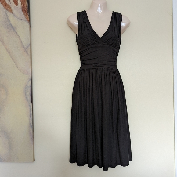 BETSEY JOHNSON black jersey knit dress p xs small pockets - Picture 2 of 14
